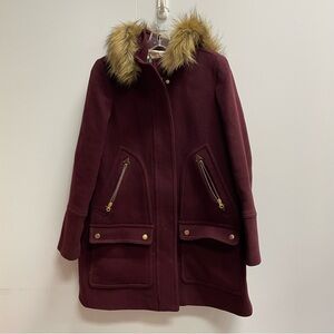 J CREW NELLO GORI BURGUNDY CHATEU PARKA SZ 8